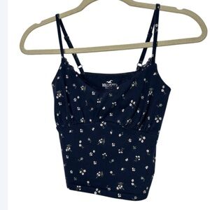 Hollister Blue floral cropped Fitted Camisole size M